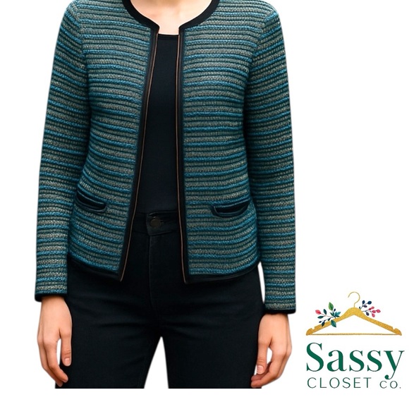 Elegant ANN TAYLOR Knit Cardigan – Patterned, Zip Front, Size XL - Picture 1 of 7